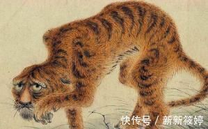 华嵒#故宫一幅怪画,画中猛虎如病猫,放大一看,却是它吓蔫了老虎