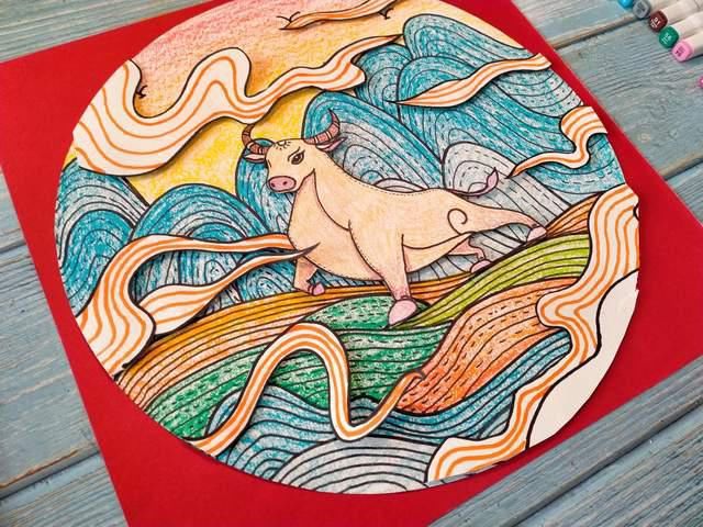  主题|牛年主题创意线描第二篇：利用牛年元素进行创作主题绘画