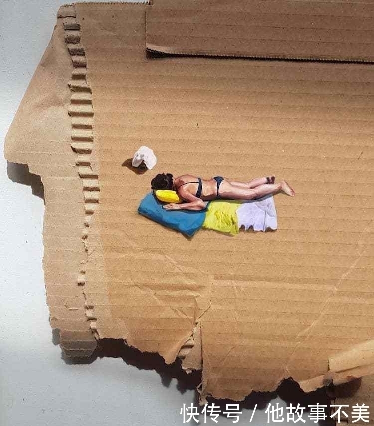 美的眼睛&她捡来几个“烂纸箱”,画上游泳的小人,瞬间变成了艺术品