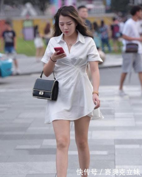 连衣裙|时尚穿搭,白色衬衫裙搭方扣小高跟,简约不简单,尽显时尚气质