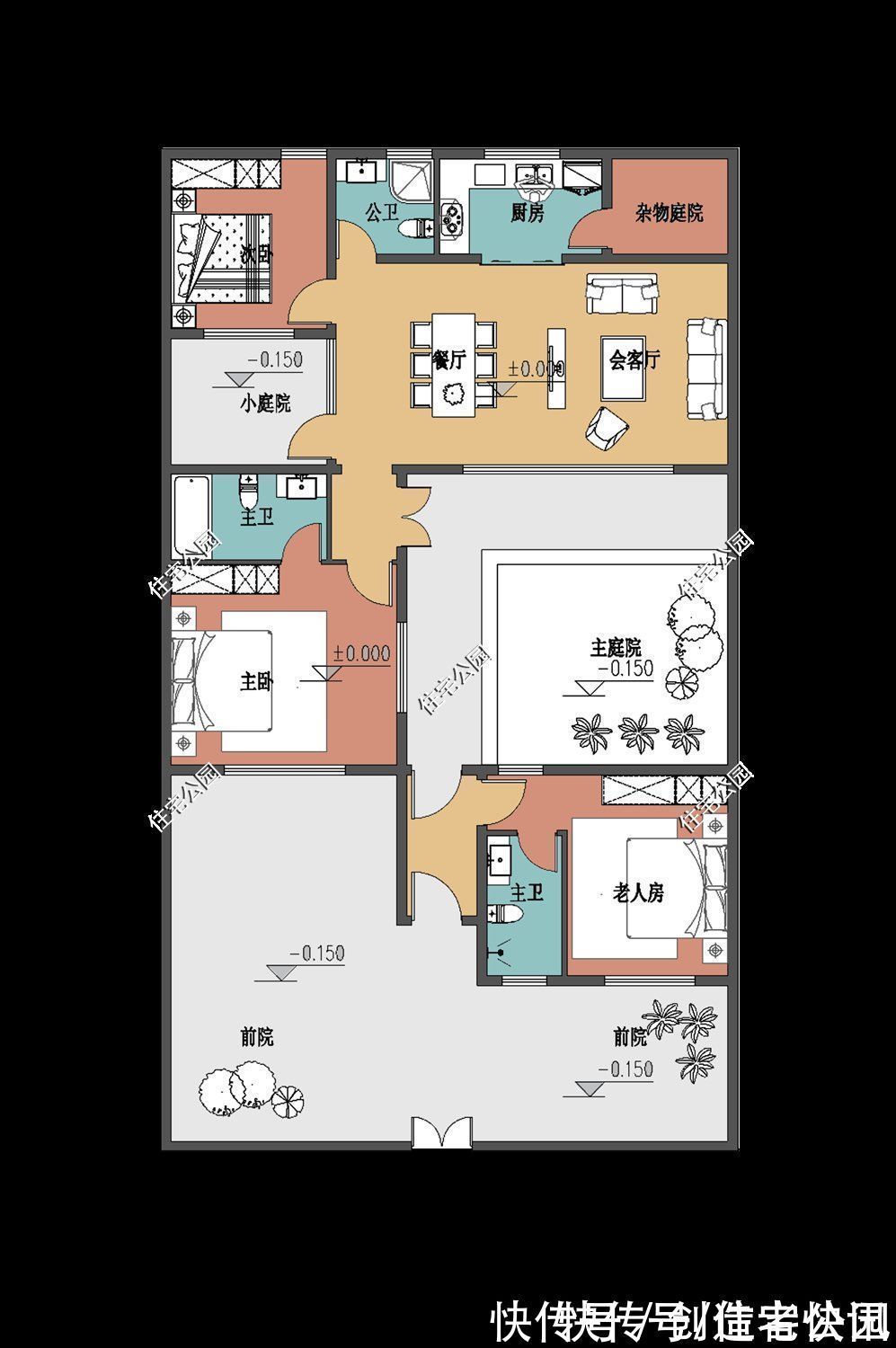 中式|农村盖房一定要有个院，11×19米中式合院，当养老房很合适