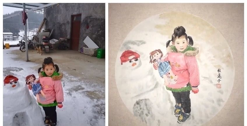 照片$美术生当了妈照样秀,看到她画的女儿,网友:比照片带劲多了
