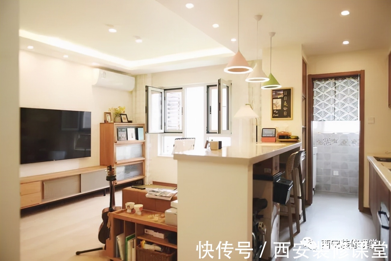 水吧台|85㎡两室新家,打造日式婚房