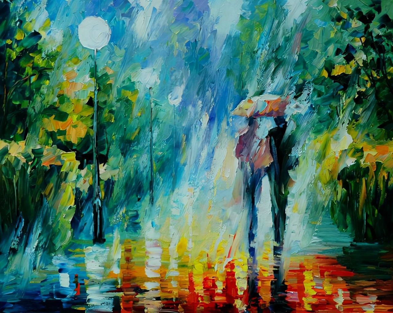 leonidafremov&现代印象以色列画家leonid afremov调色刀创作的缤纷炫丽油画