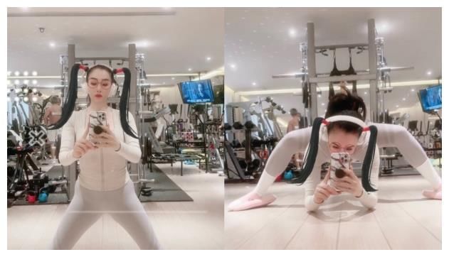 钟丽缇挑战“蜘蛛腿”太厉害，腰部赘肉瞩目，但心态年轻热爱生活