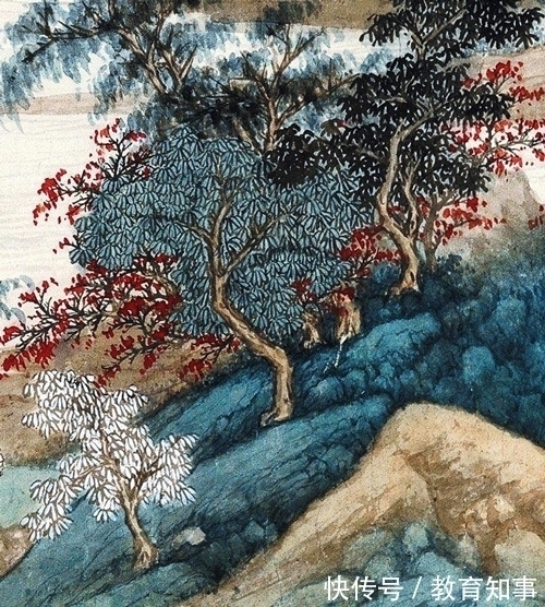 吴湖帆$涧路云迷千树密,霜枫红对映山青,吴湖帆绘《霜林烟浦》