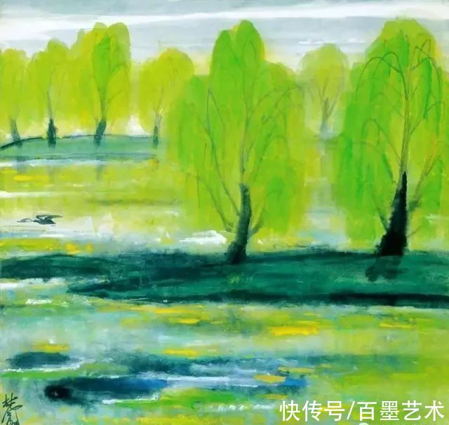 郑午昌@春风拂柳，春意浓！大师笔下的春柳太美了