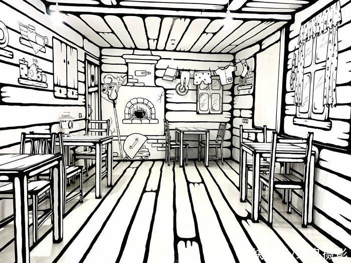 速写本|俄罗斯网红打卡地2D咖啡馆,好像走进漫画,里面待久了人都不好了