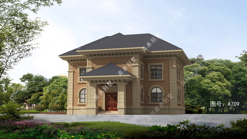 这款欧式风格的别墅,虽然不是很华丽,但是很时尚。