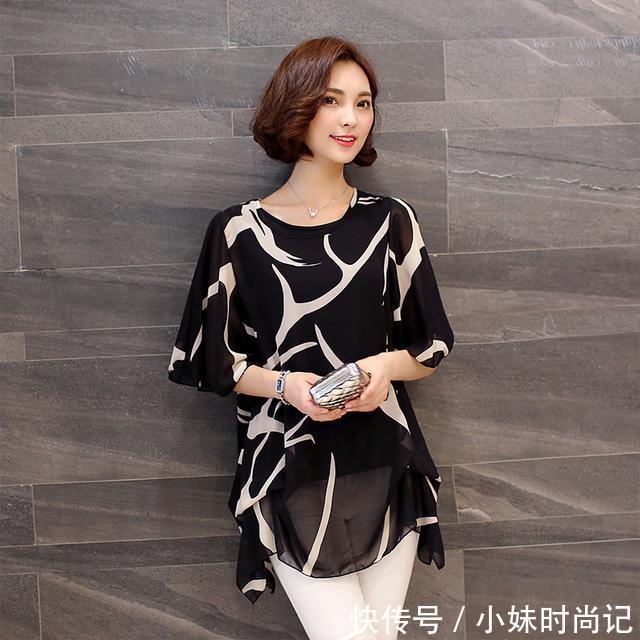 肉肉|时尚显瘦的短袖上衫,胖妹妹的臭美搭档