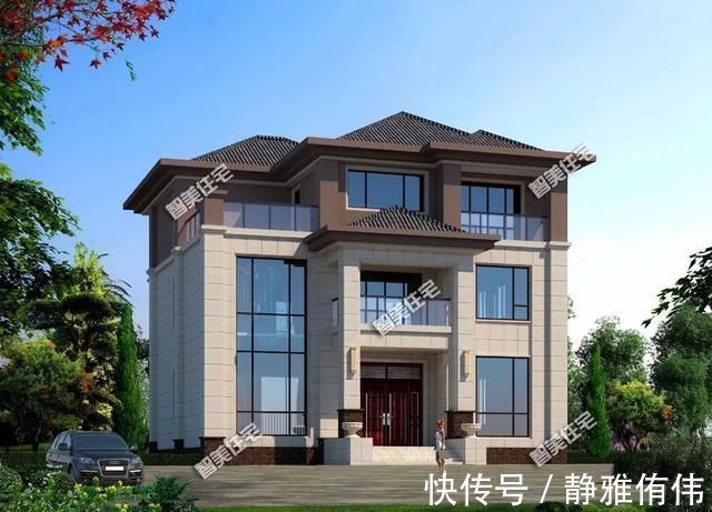 平面图|尺寸相同的两栋农村别墅,采用不同风格设计,客厅都挑空