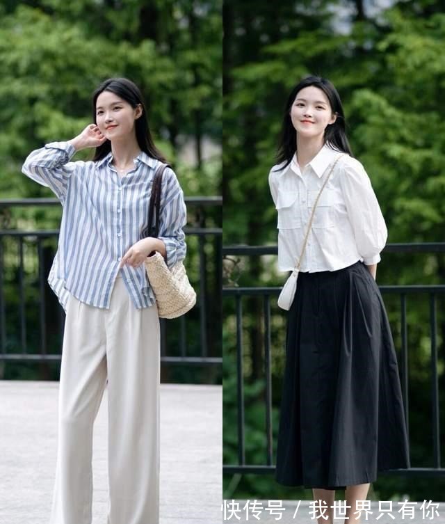 条纹衬衫 休闲慵懒风怎么搭条纹衬衫+棉麻长裤简约洋气,气质又优雅!