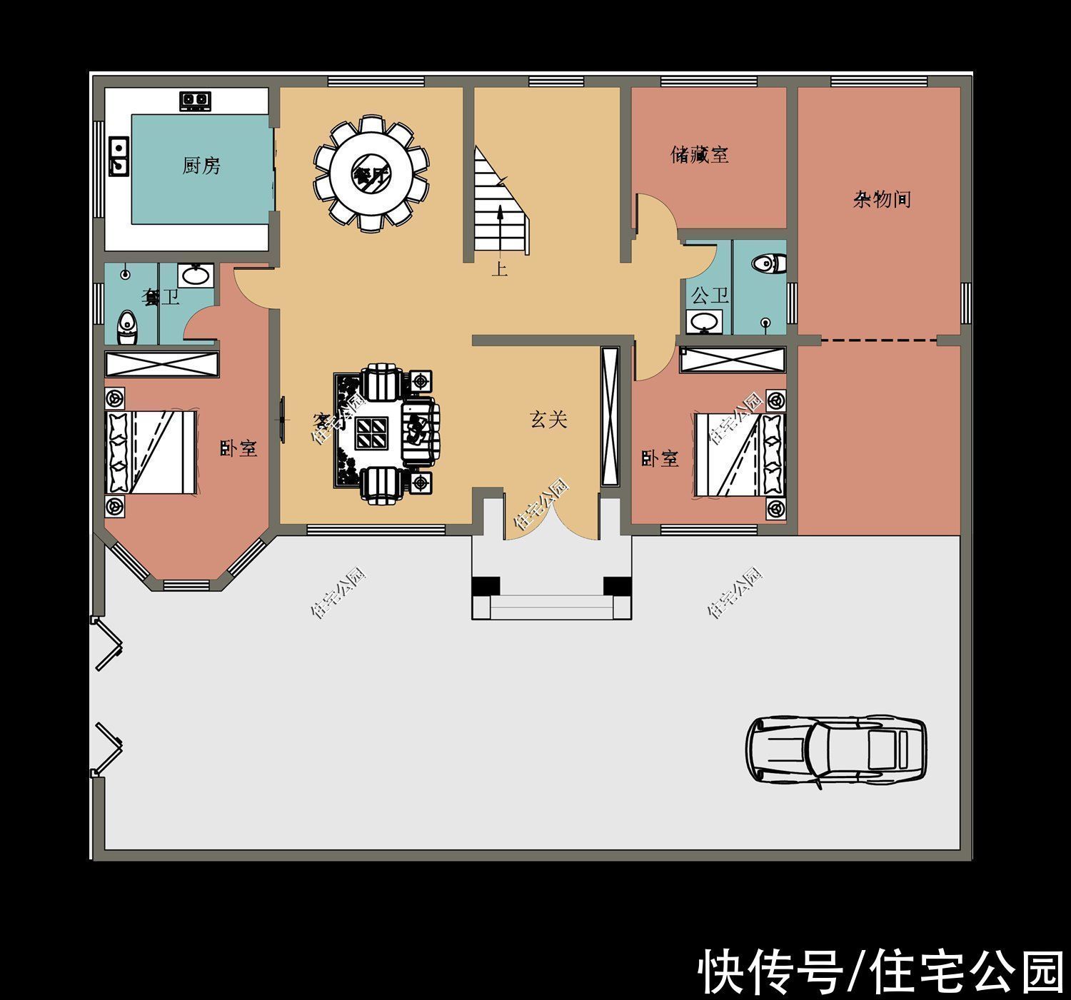 户型|15套挑空客厅户型，专为农村老百姓设计，2021年这样建房面子十足