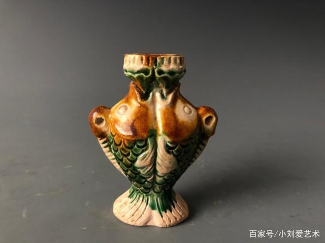 三彩双鱼瓶&丨古玩杂项丨三彩双鱼瓶