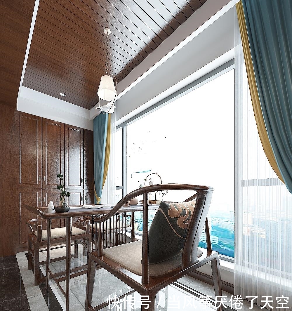 山水画|他家的中式风太好看了,入户玄关的圆形造型,很有中式意韵和品味