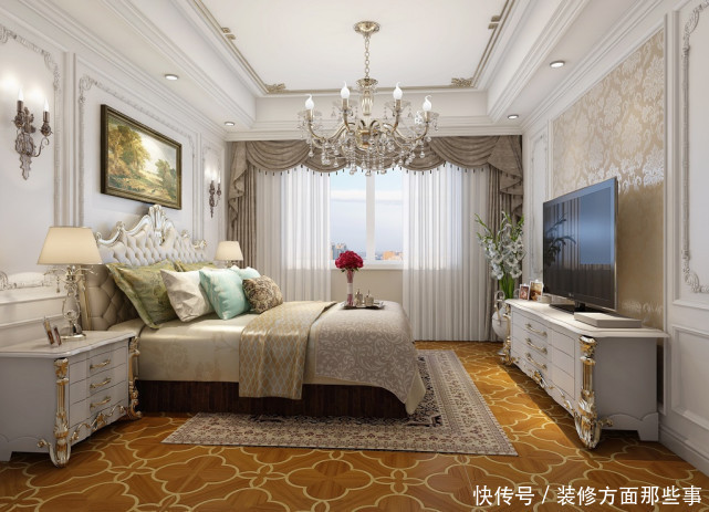 丰富性|164平米欧式五居室色调较暖,整体空间比较温馨