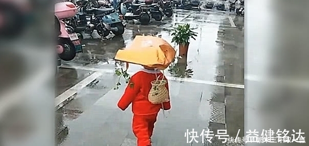 竹篓|雨天宝宝非要出去耍,然后就成了这样,网友:要“登基”啊!