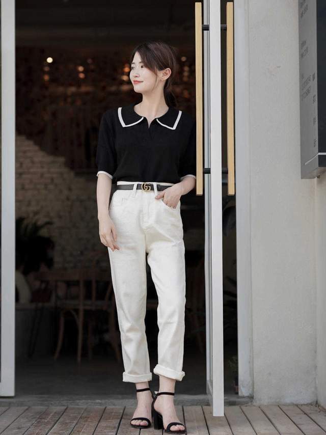 秋天|秋天怎么能少了白裤子呢!和衬衫以及T恤搭配,简约又有气质感