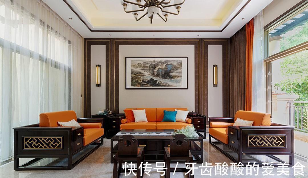 橙黄色|450平的中式别墅,拥有与众不同的清雅,让你领悟中式文化的魅力