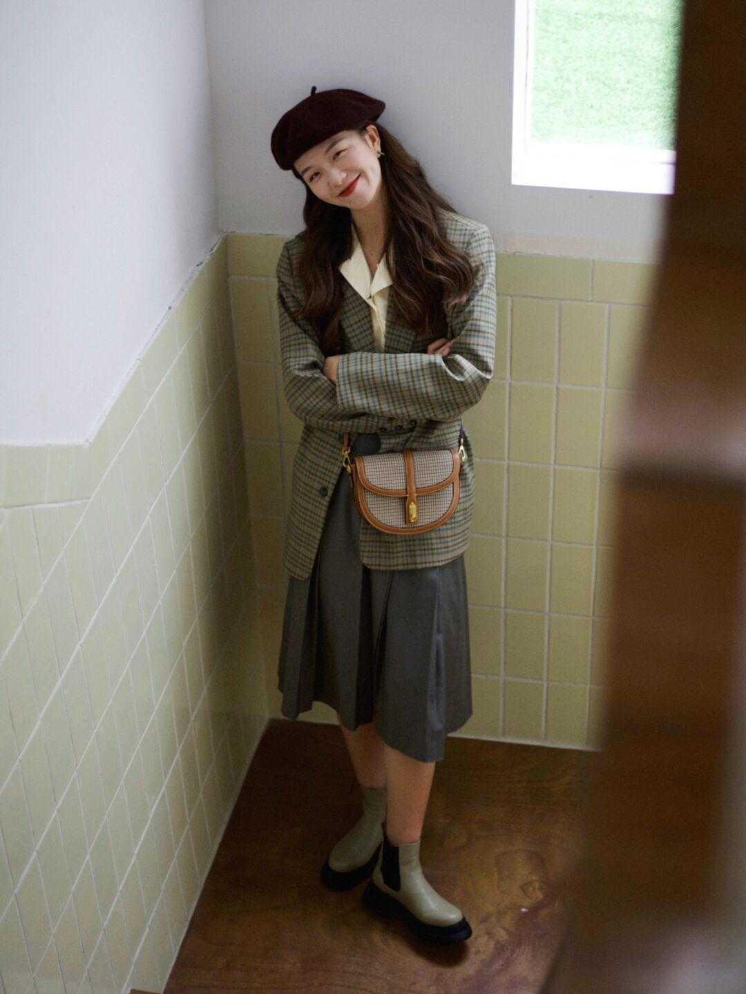 牛仔裤|格纹西装才是今年最in单品,配牛仔裤、半身裙都时髦,百搭又洋气