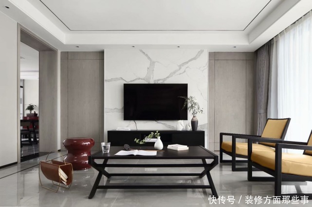 装修|79平现代风二居室,沙发后居然是开放式书房