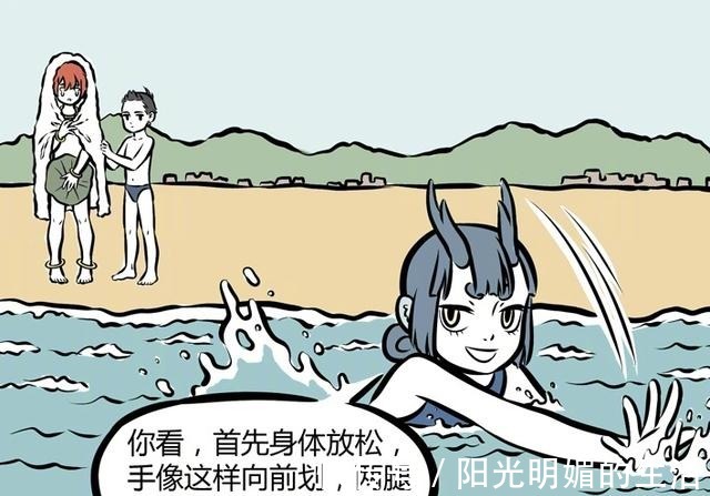 祝融|《非人哉》龙女教红孩儿游泳，成海上霸主哪吒一般人不这样做