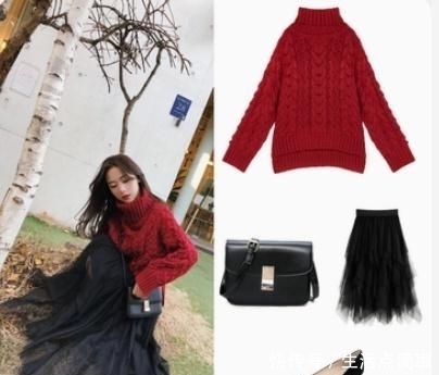 红色|小个子女生穿搭,毛衣+短裙 不显臃肿而显高显瘦,冬季逆袭潮咖