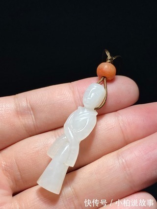 挂件!明以前 熟坑 和田玉籽料 羊脂白玉 玉人 挂件