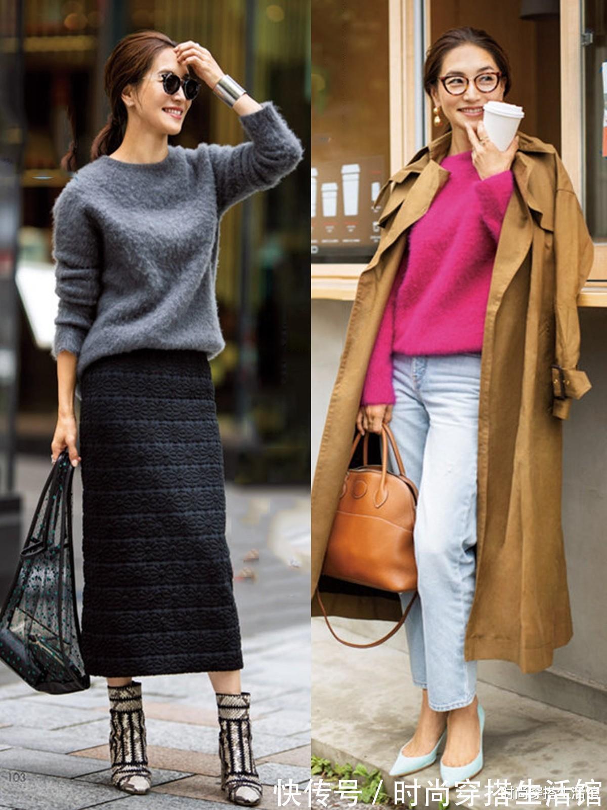 毛衣|肤色暗黄女人少穿黑白灰,手把手教你配色技巧,时髦高级又显白