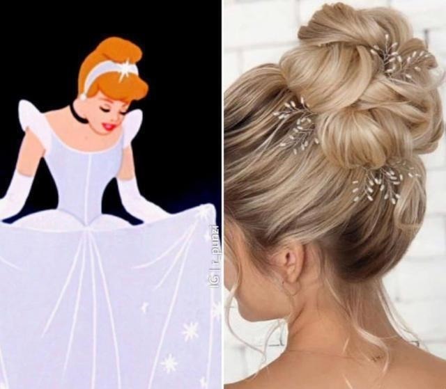 艾莎女王 当迪士尼公主的发型现实化,灰姑娘的盘发像花朵,乐佩公主最惊艳