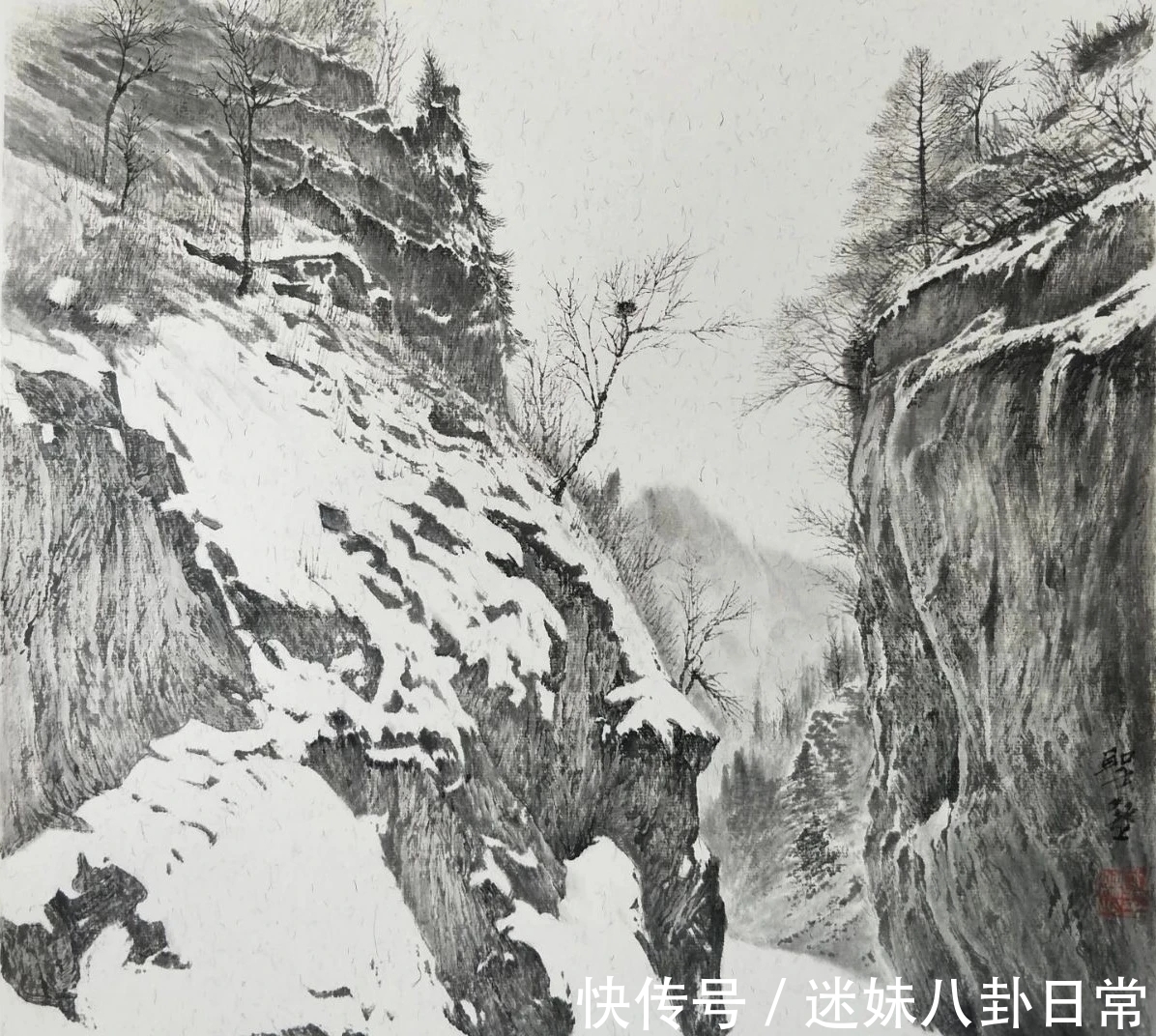 画家!一位青年画家的山水画很写实,有韵有境,不输西方风景画!