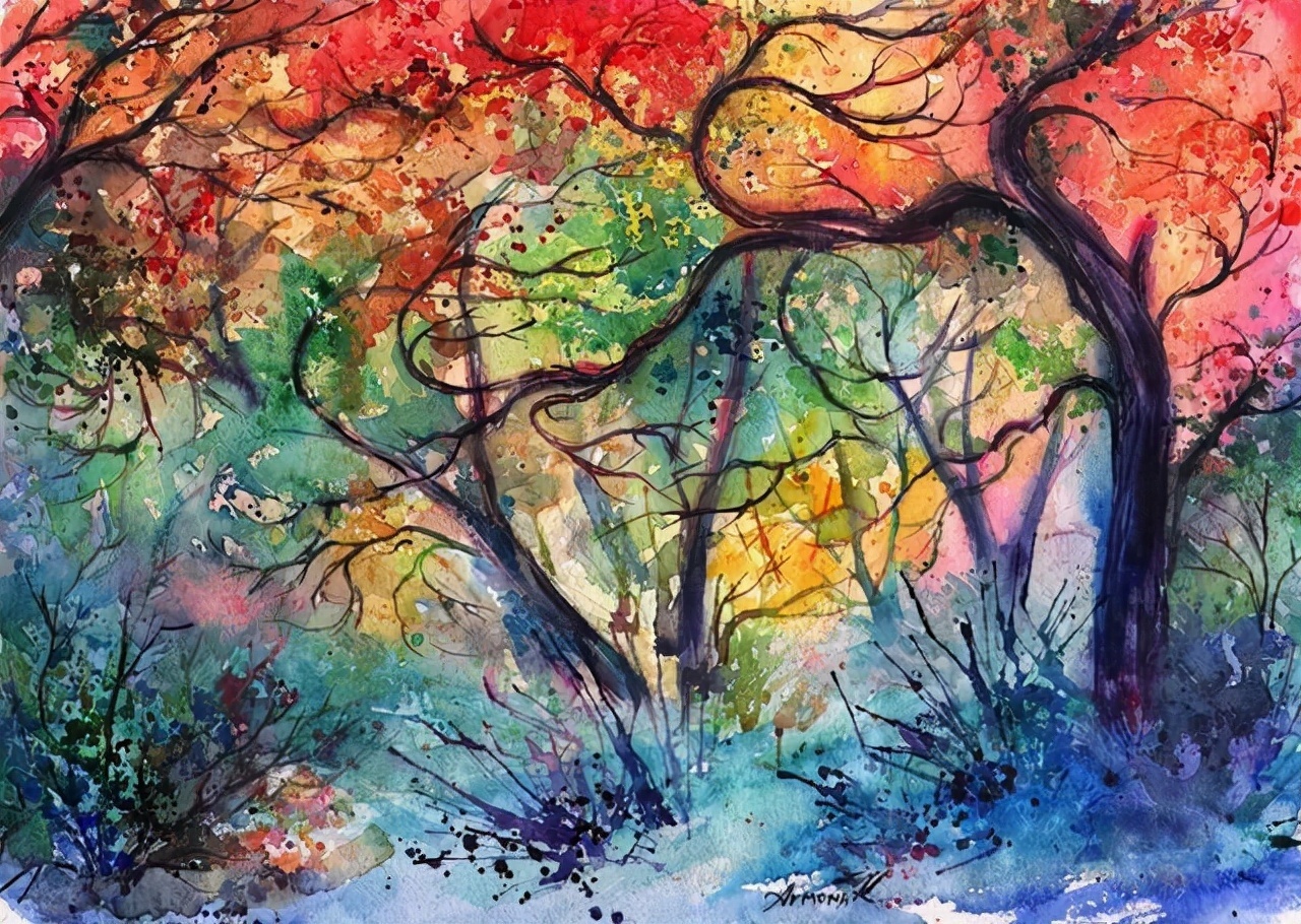 水彩绘画&充满色彩斑斓和梦幻唯美的意境创作水彩绘画