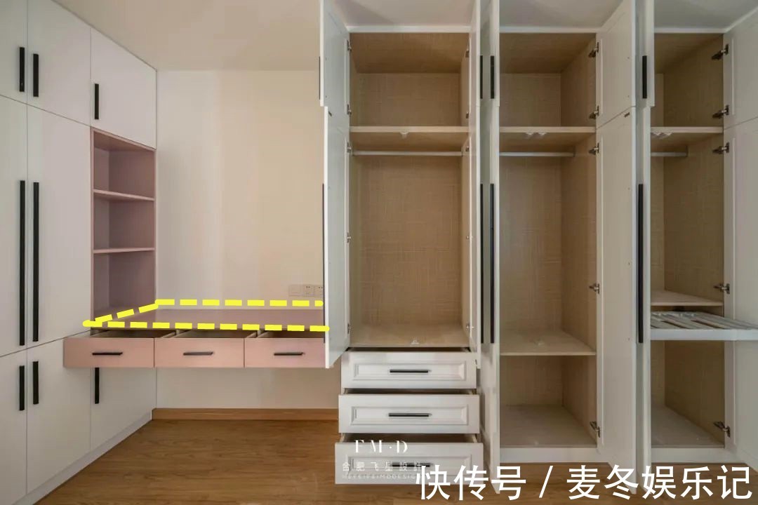 衣帽|卧室装2面衣柜打造3㎡大衣帽间,预留80公分隔出梳妆区,太巧妙了