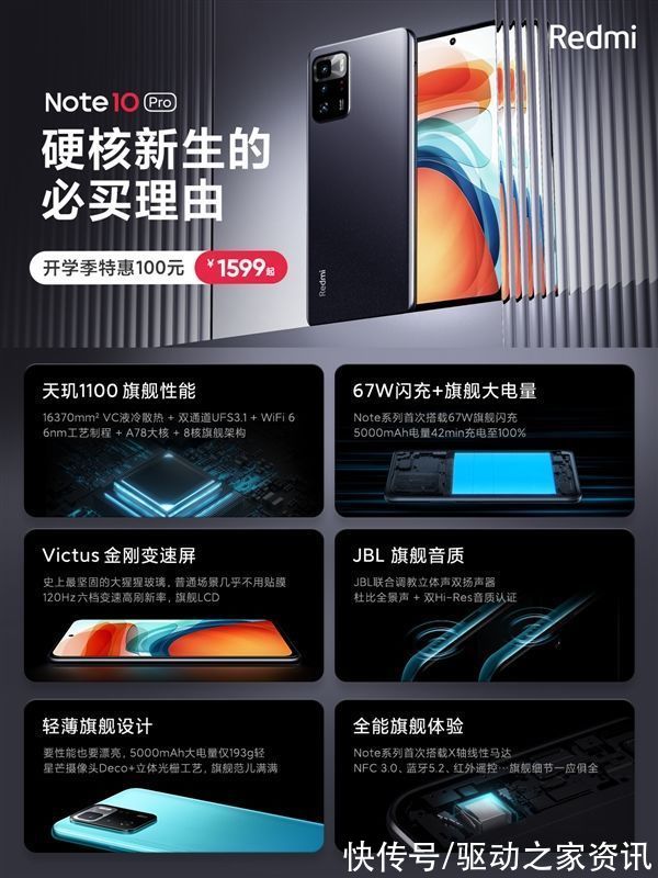 联发科天玑|67W闪充+天玑1100芯！Redmi Note 10 Pro全系降价：1599起