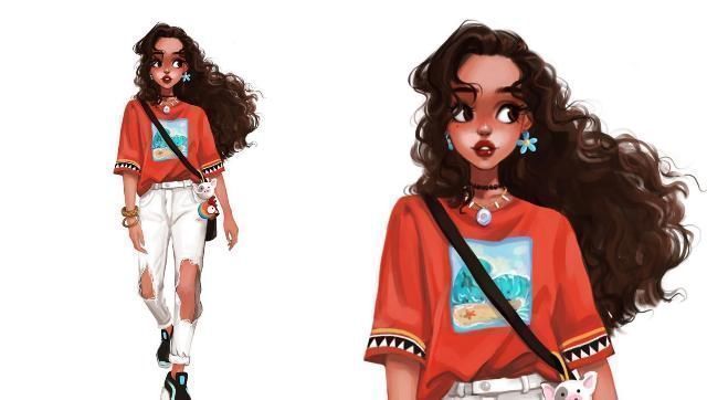 莫阿娜|“油画风格”的迪士尼公主,身穿便装很摩登,又酷又拽比王子还帅