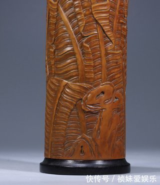 黄木雕$民国黄木雕·芭蕉纹香薰筒