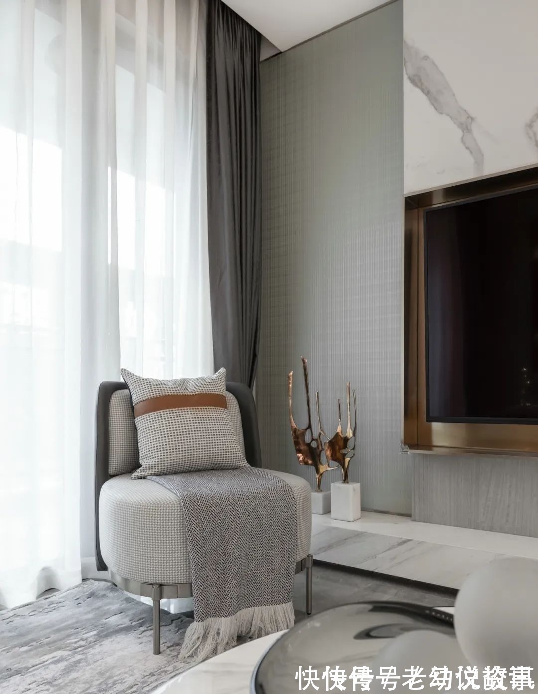 电视墙|100㎡现代轻奢,清淡优雅高级灰,时尚精致好舒适