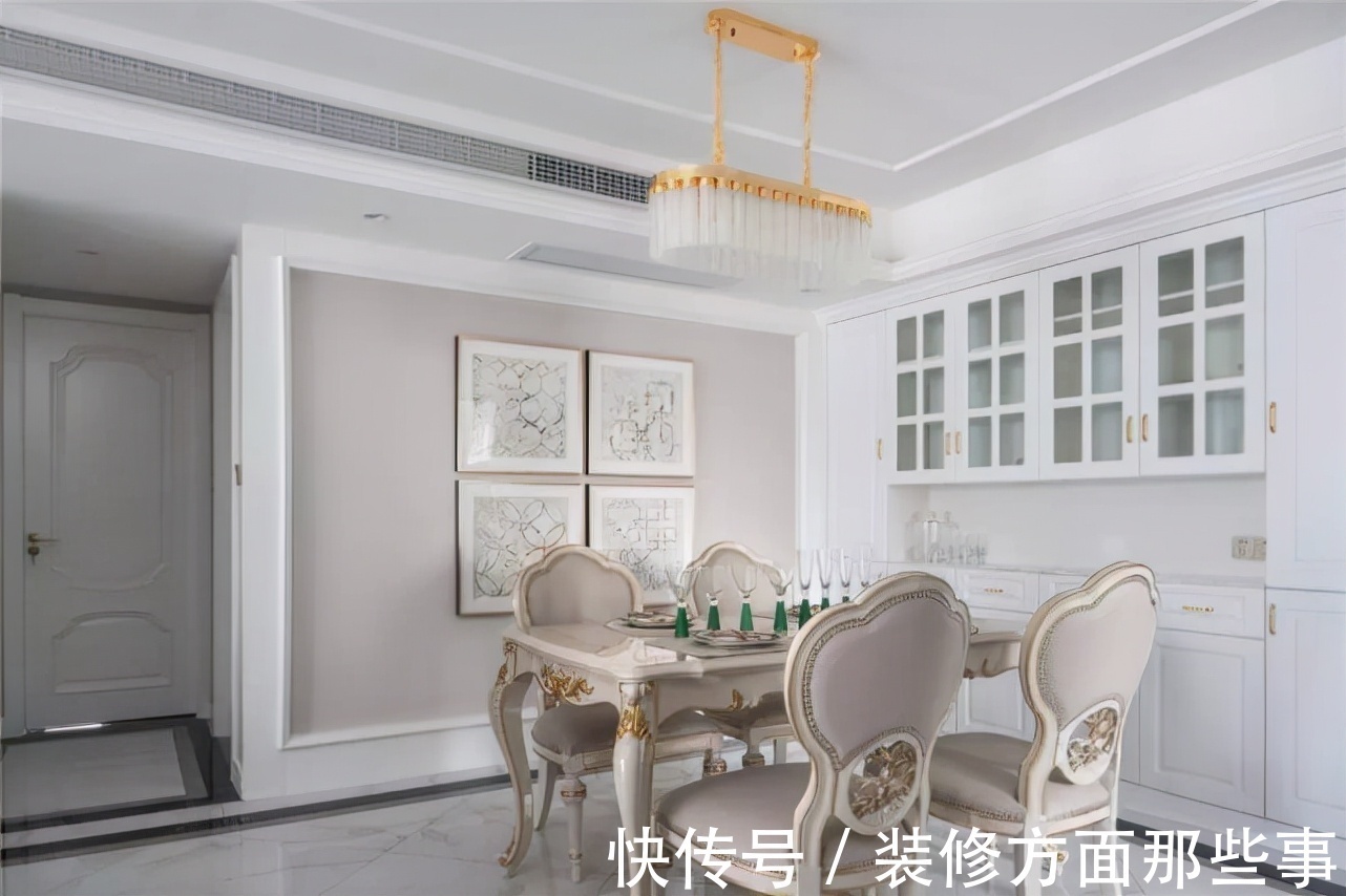 客餐厅|142平欧式风三居室，各个居室映衬的柔和淡雅，独立且相融