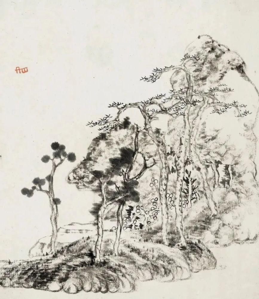 米氏$这套册页当不仅仅有山水也有花鸟，就是没有的是大红大绿的色彩