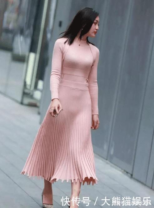 粉色连衣裙,知性优雅,高级养眼