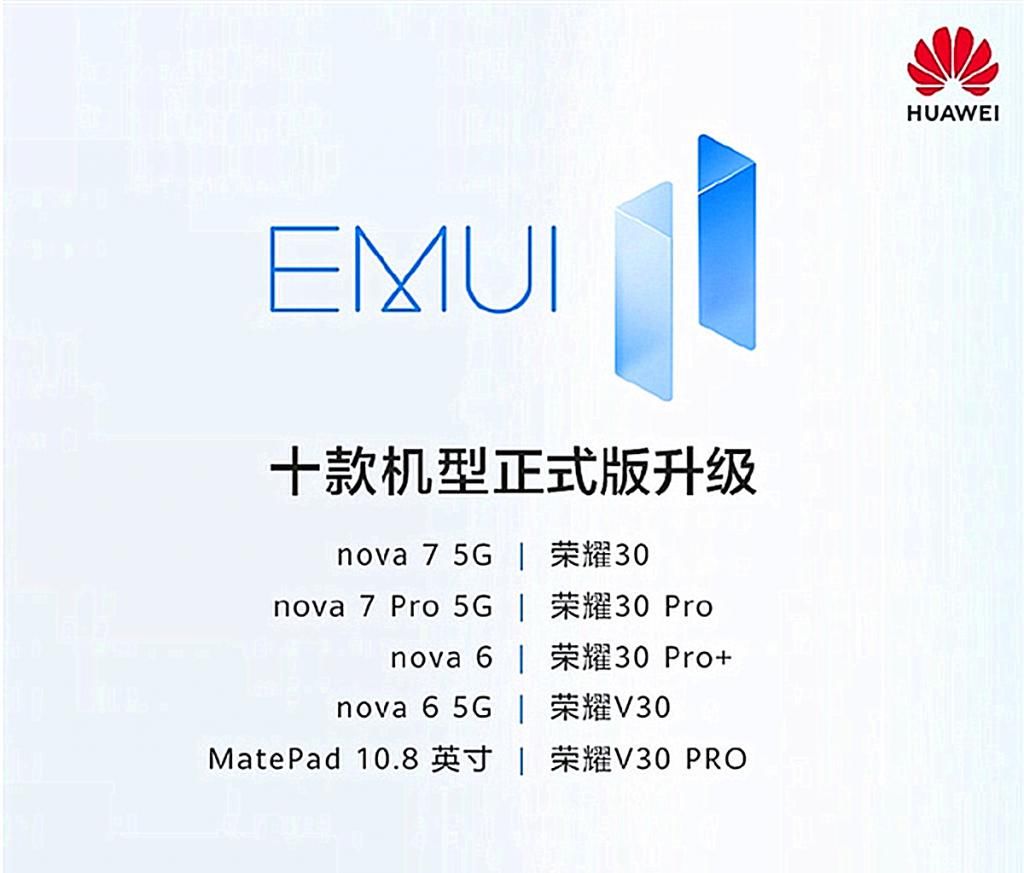 华为|又有十款机型可更新EMUI11正式版 包括荣耀旗下30系列全系