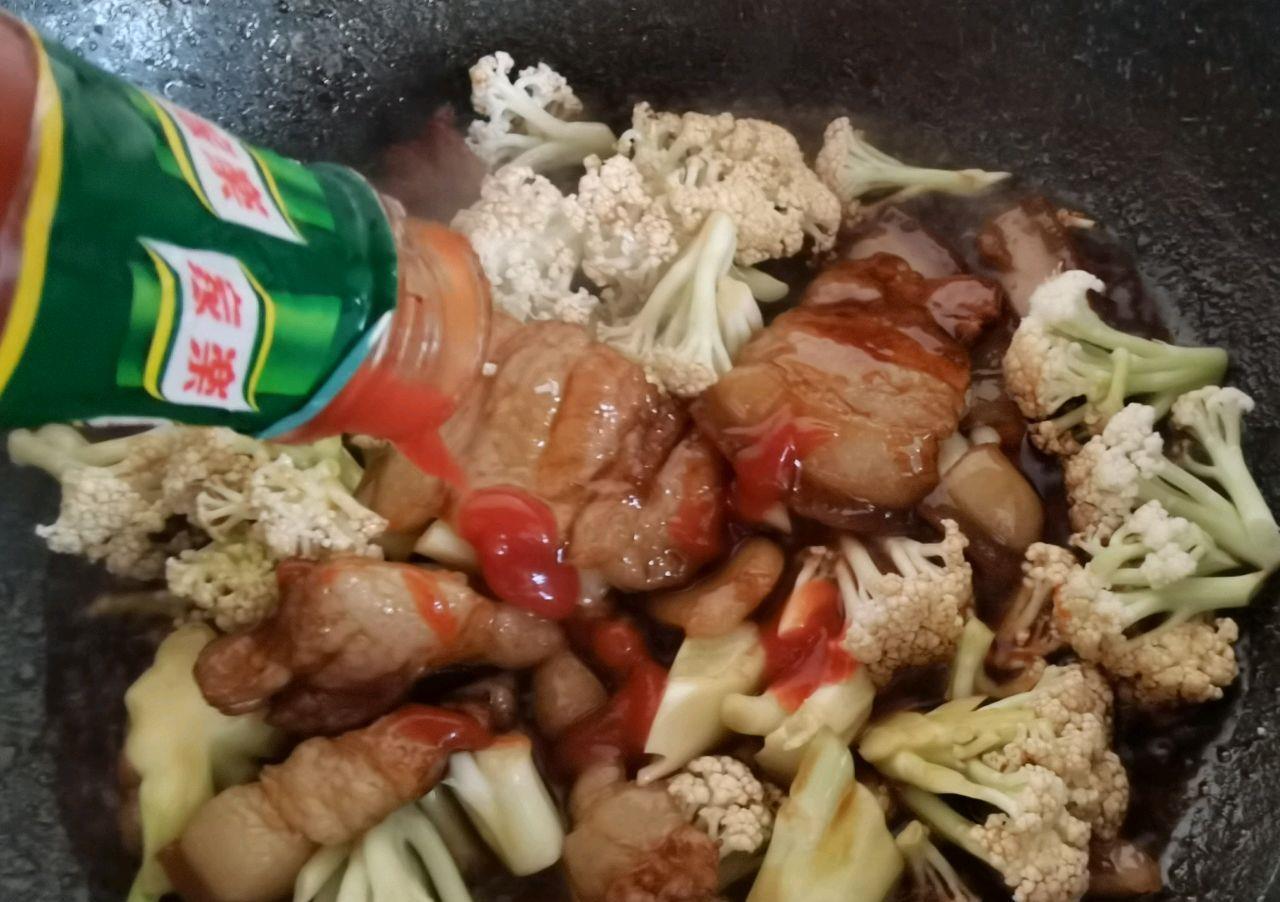 红烧肉|花菜五花肉,美味健康,肥而不腻