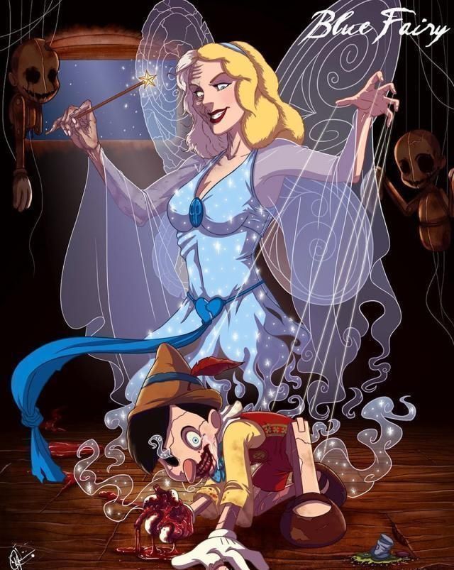 白雪公主#迪士尼公主变成恐怖“怪物”,丧尸让人害怕,吸血鬼画风妖娆