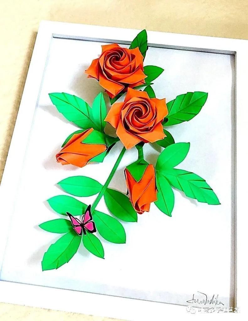 一张纸就能折的玫瑰,放几枝在家中,人见人夸!