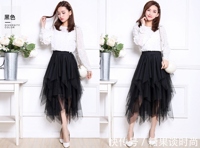 裙子 半身裙,我只爱“网纱裙”&“百褶裙”,搭配起来真是太美了