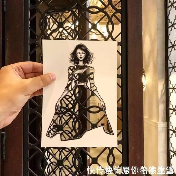 惊艳&这才是灵魂插画师!手绘图只画一半也惊艳,这衣服效果比高定还美