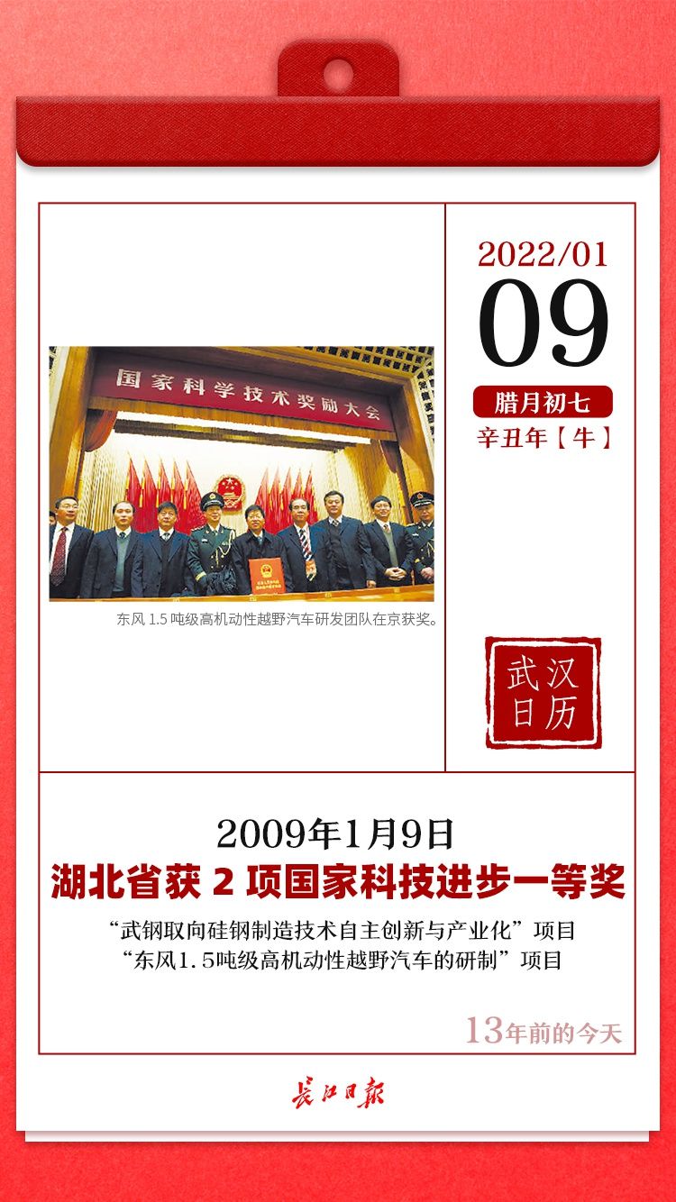 国家科技进步一等奖|13年前的今天，湖北省获 2 项国家科技进步一等奖｜武汉日历