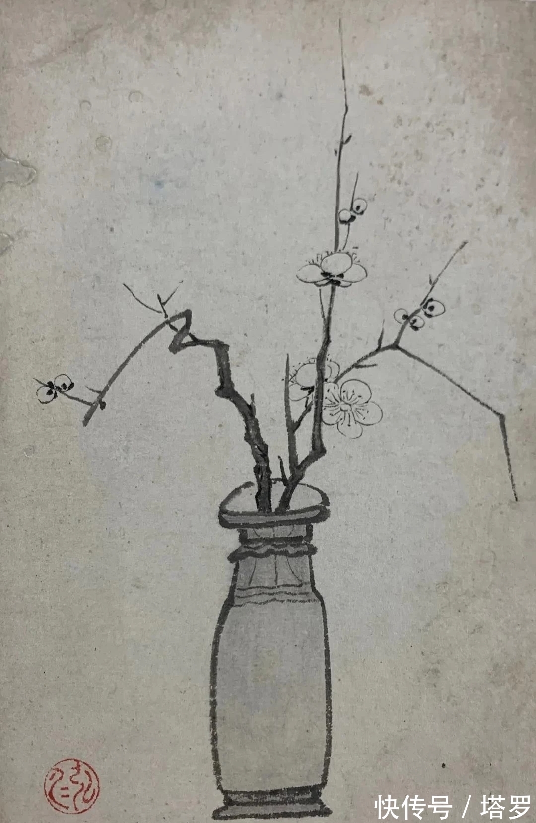 冰心!他的山水画面貌来源于铁骨冰心的梅花|渐江画梅