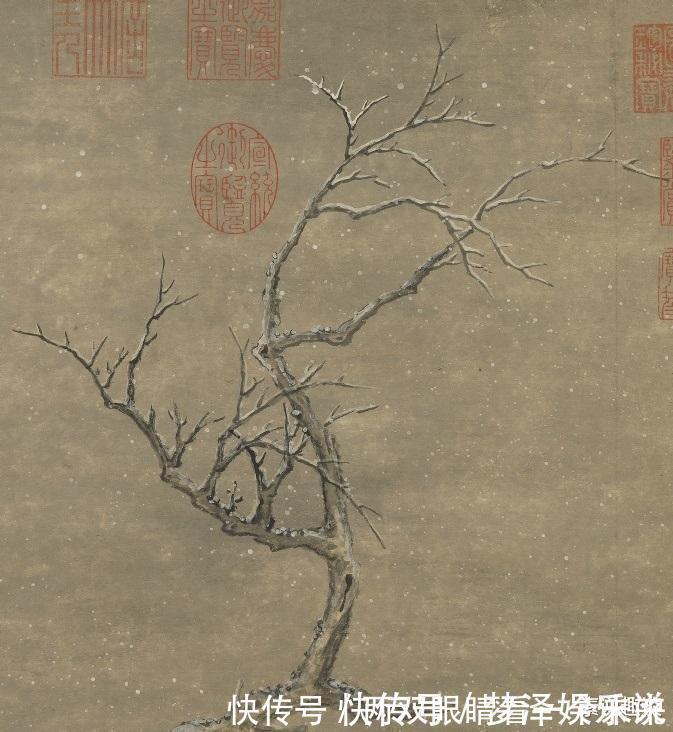 陆治@500年前的一幅古画,老人江中钓鱼,却被乾隆盖了10多个章