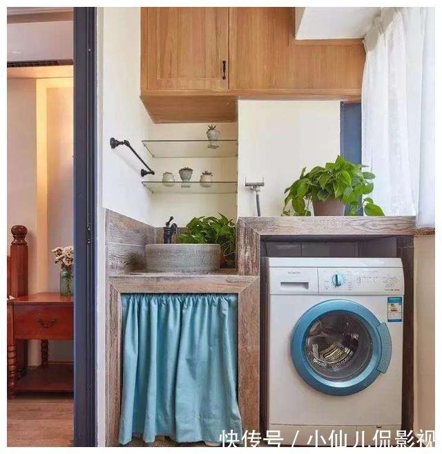 阳台|阳台除了放洗衣机,还应该做个洗手台,能节省时间,多功能实用